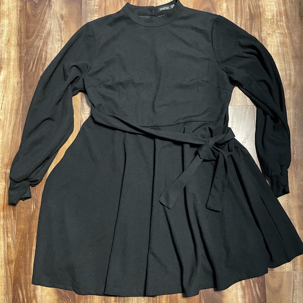 Boohoo High Neck Long Sleeve black Dress